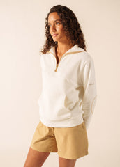 LOU Cotton Fleece Quarter-Zip Sweatshirt  (IVORY / SAIL CANVAS)