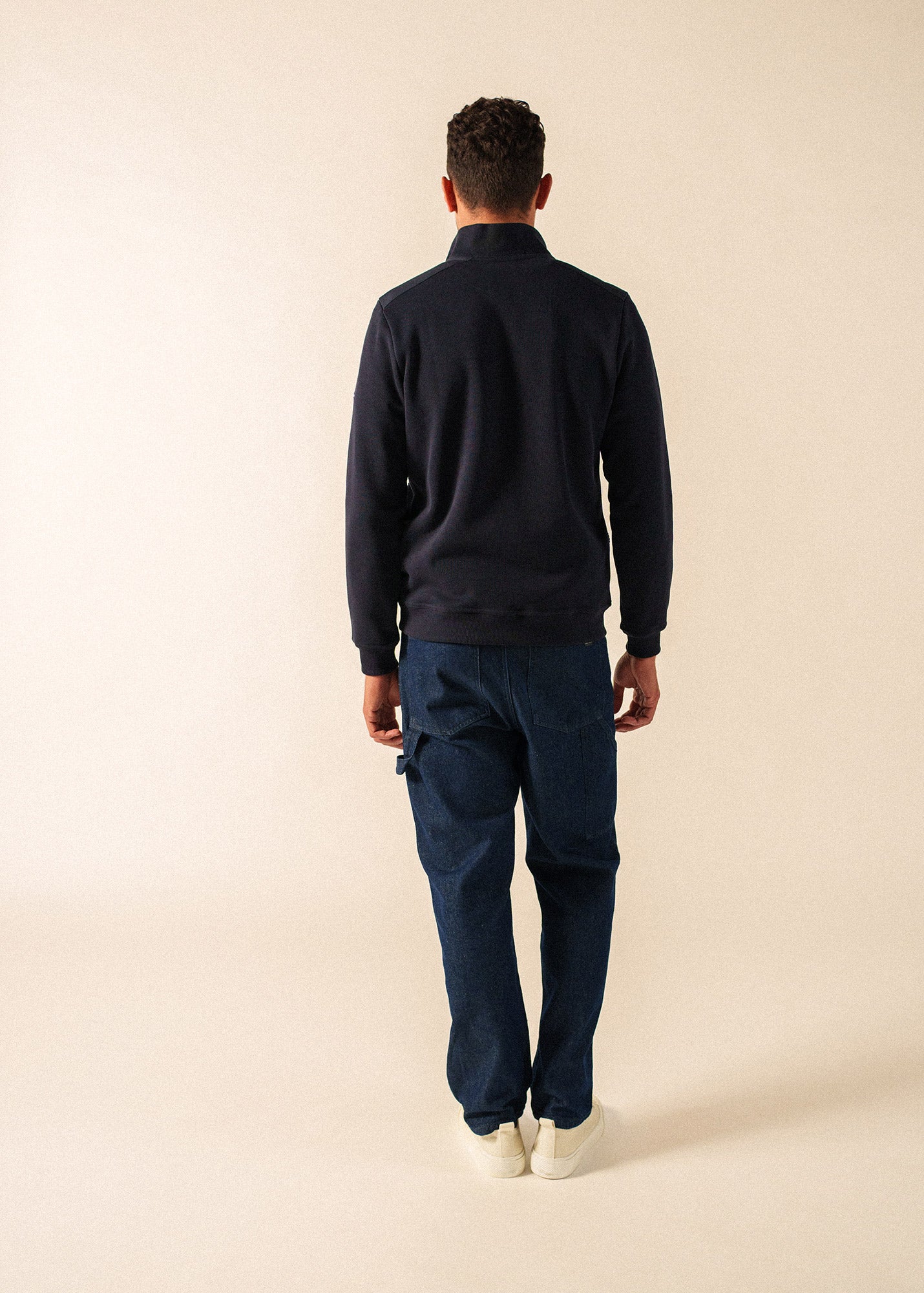 MALO Half-Zip Ribbed Sweater (NAVY)