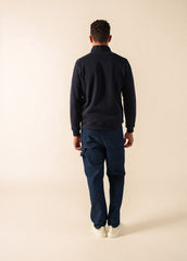 MALO Half-Zip Ribbed Sweater (NAVY)