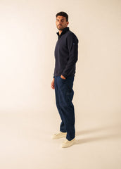 MALO Half-Zip Ribbed Sweater (NAVY)