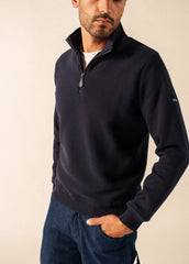 MALO Half-Zip Ribbed Sweater (NAVY)