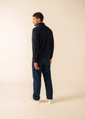 MATTEO Full-Zip Ribbed Cardigan (NAVY)