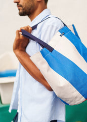 Play Reversible upcycled tote bag (BLUE / WHITE / RED)