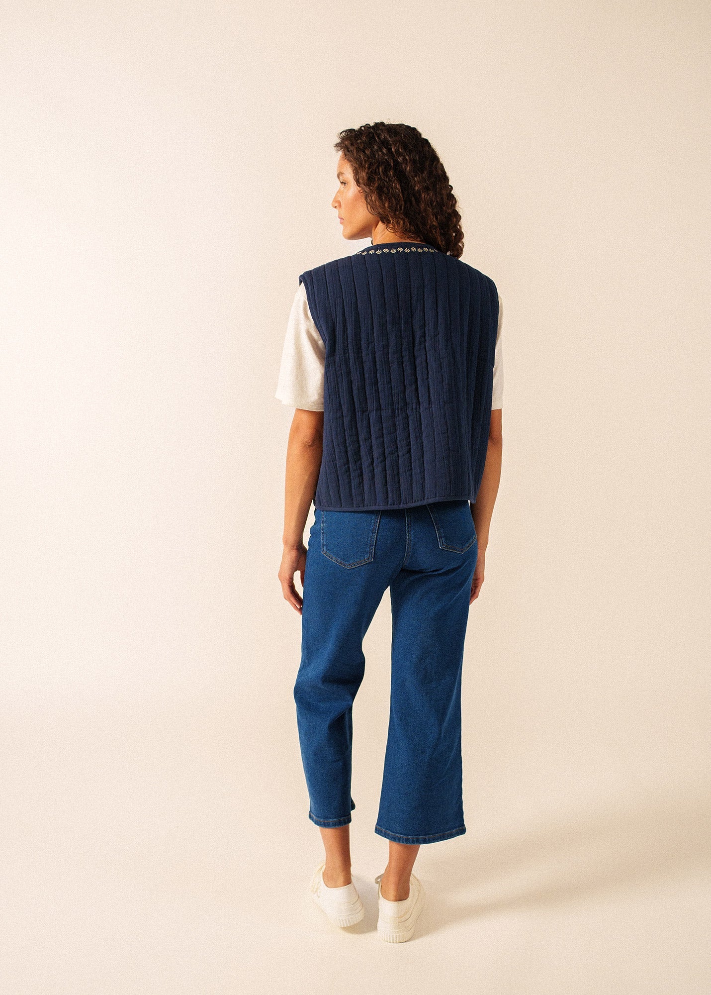 ST LILY Cotton Quilted Vest  (NAVY / SAIL CANVAS)