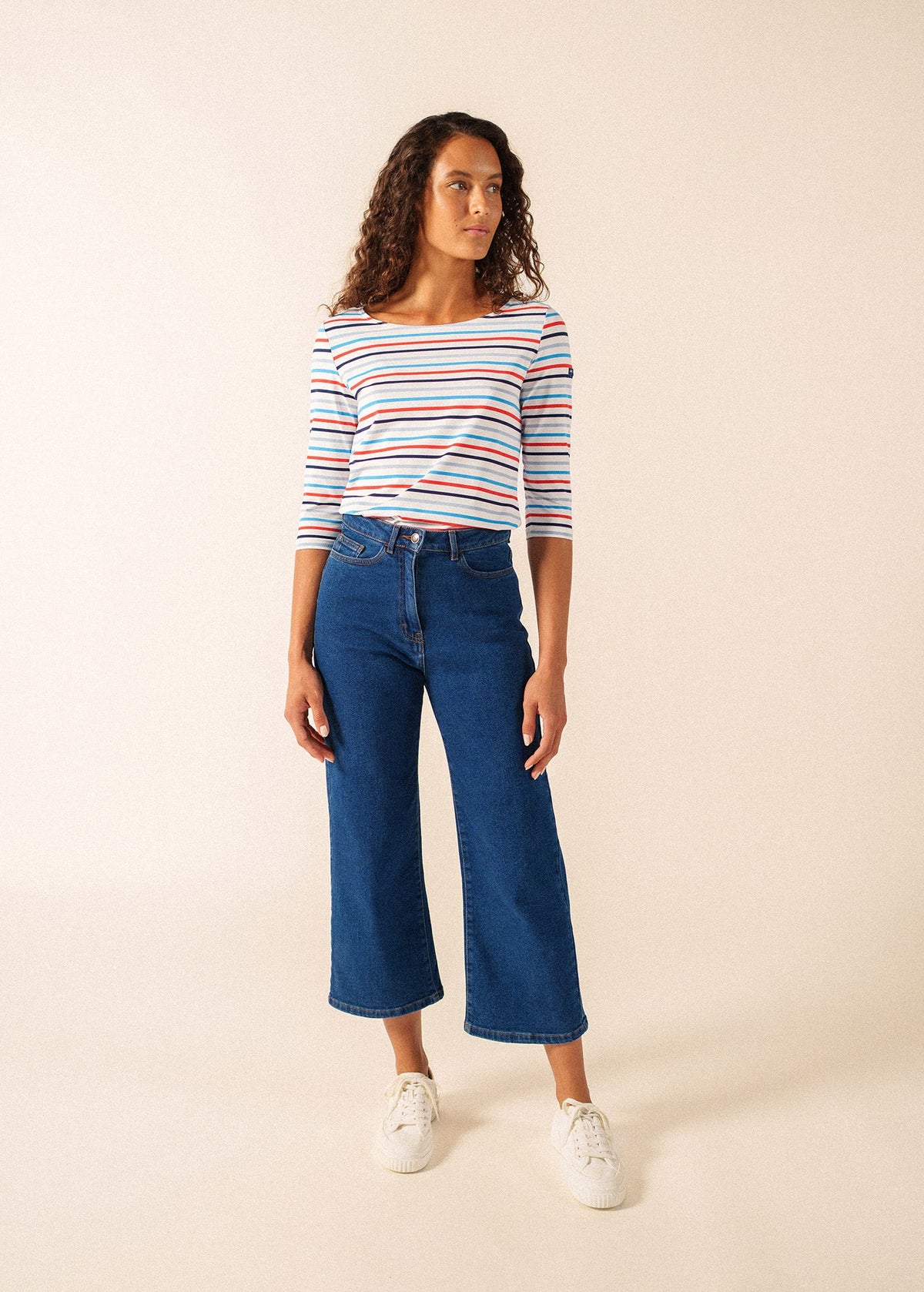 GARDE-COTE MULTICOLOR Striped Top (WHITE / CAPRI BLUE)