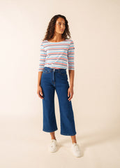 GARDE-COTE MULTICOLOR Striped Top (WHITE / CAPRI BLUE)