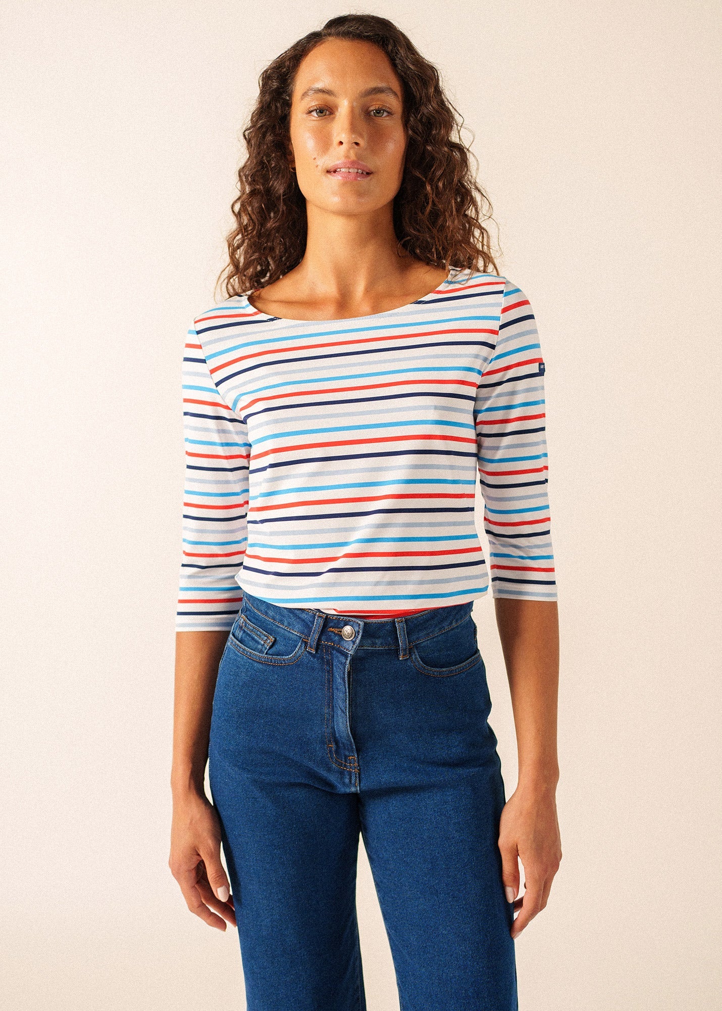 GARDE-COTE MULTICOLOR Striped Top (WHITE / CAPRI BLUE)