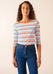 GARDE-COTE MULTICOLOR Striped Top (WHITE / CAPRI BLUE)