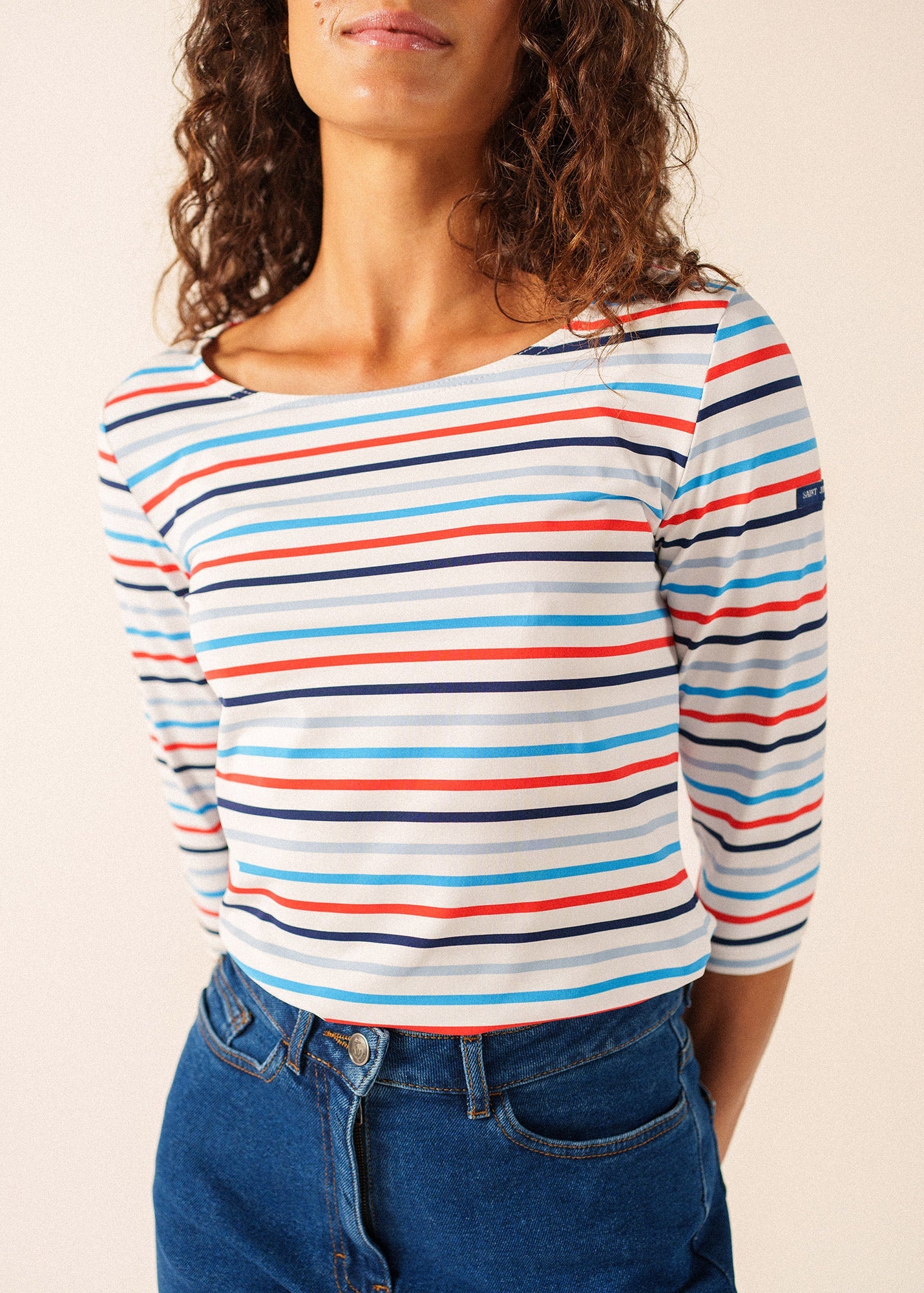 GARDE-COTE MULTICOLOR Striped Top (WHITE / CAPRI BLUE)