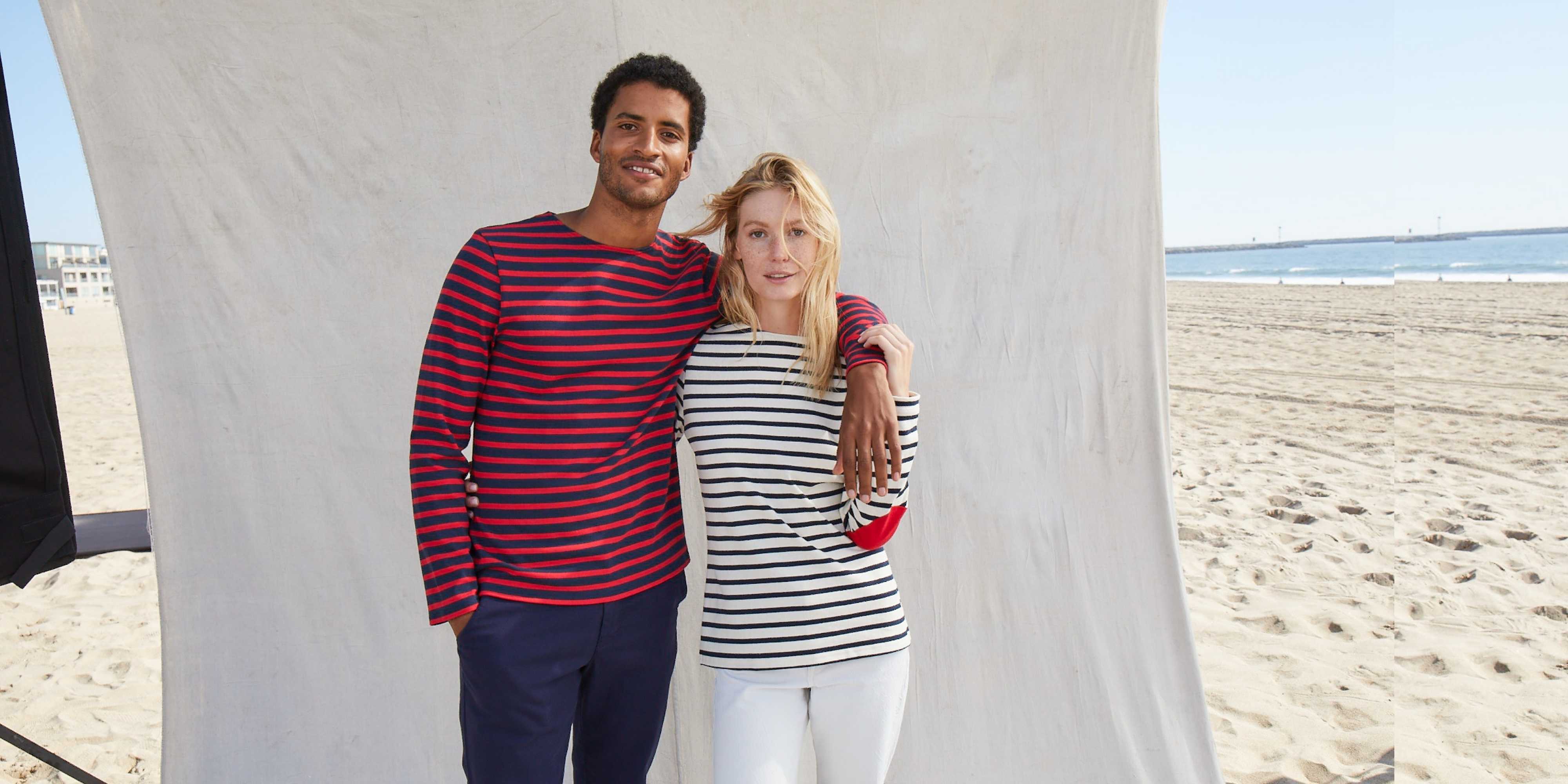 MERIDIEN MODERNE Breton Shirt (NAVY / RED)