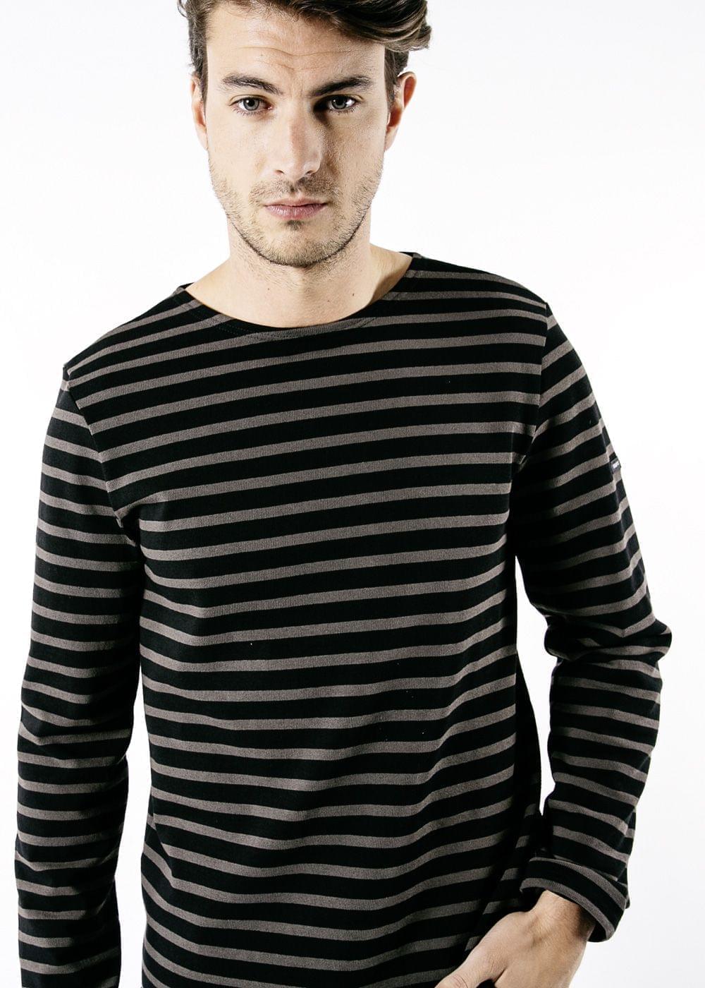 MERIDIEN MODERNE Breton Shirt (BLACK / BROWN)