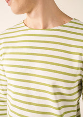 MERIDIEN MODERNE Breton Shirt (WHITE / SAGE OLIVE)