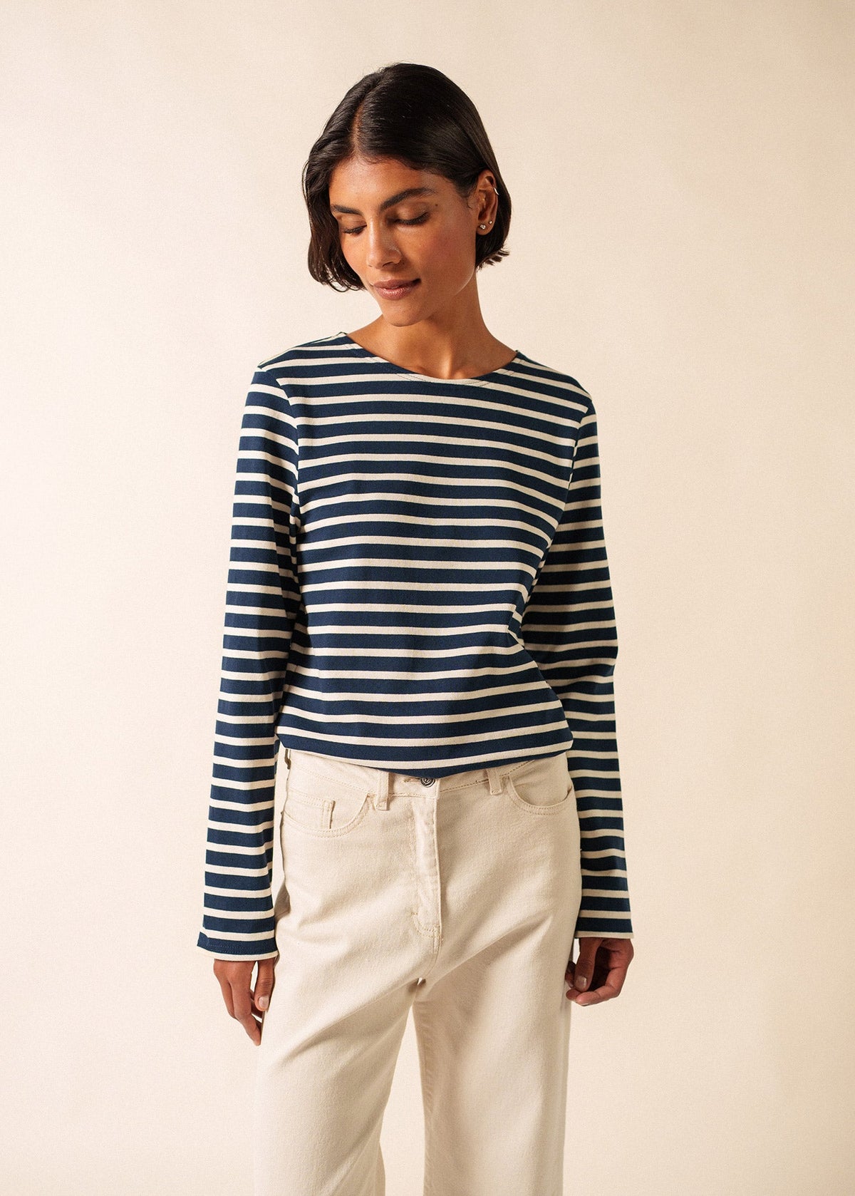 MERIDIEN MODERNE Breton Shirt (NAVY / ECRU)