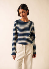 MERIDIEN MODERNE Breton Shirt (NAVY / ECRU)