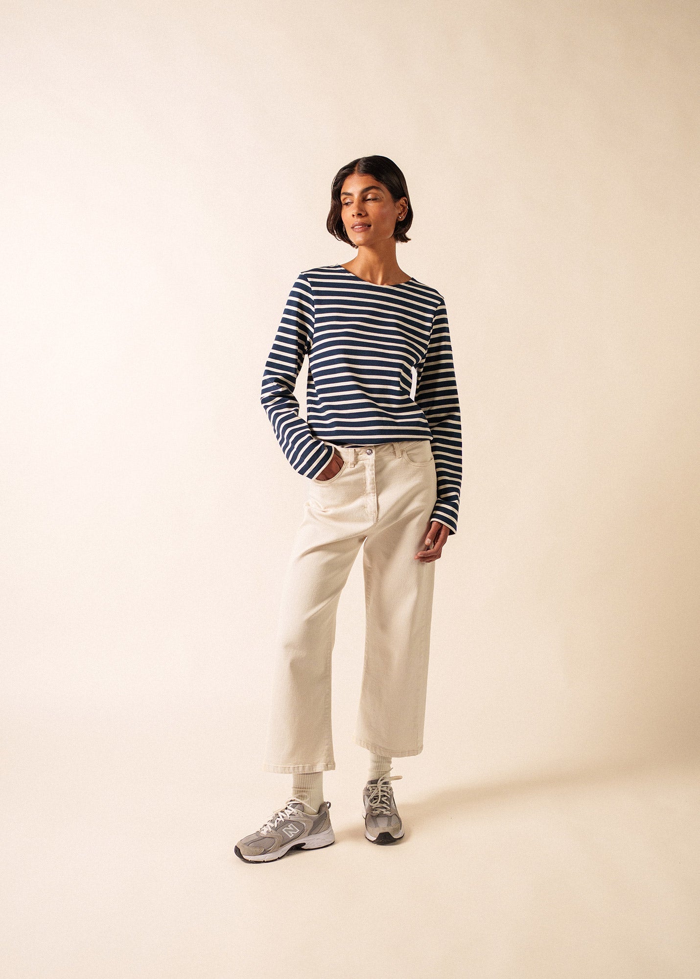 MERIDIEN MODERNE Breton Shirt (NAVY / ECRU)