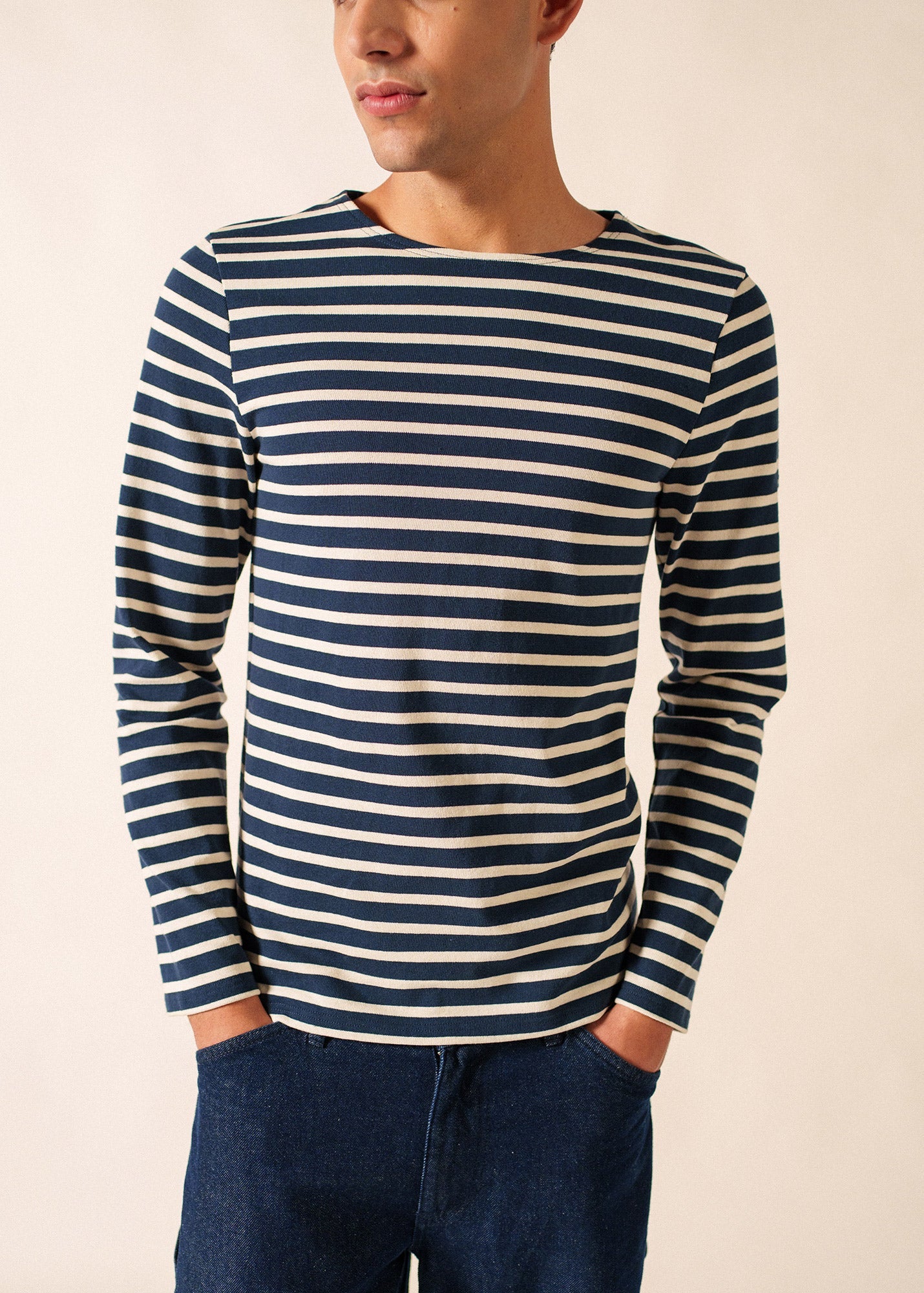 MERIDIEN MODERNE Breton Shirt (NAVY / ECRU)