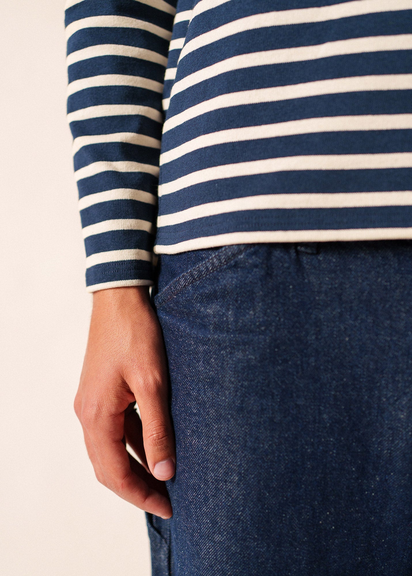 MERIDIEN MODERNE Breton Shirt (NAVY / ECRU)
