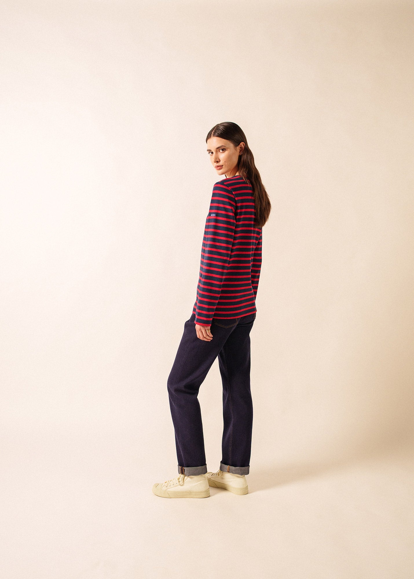 MERIDIEN MODERNE Breton Shirt (NAVY / RED)