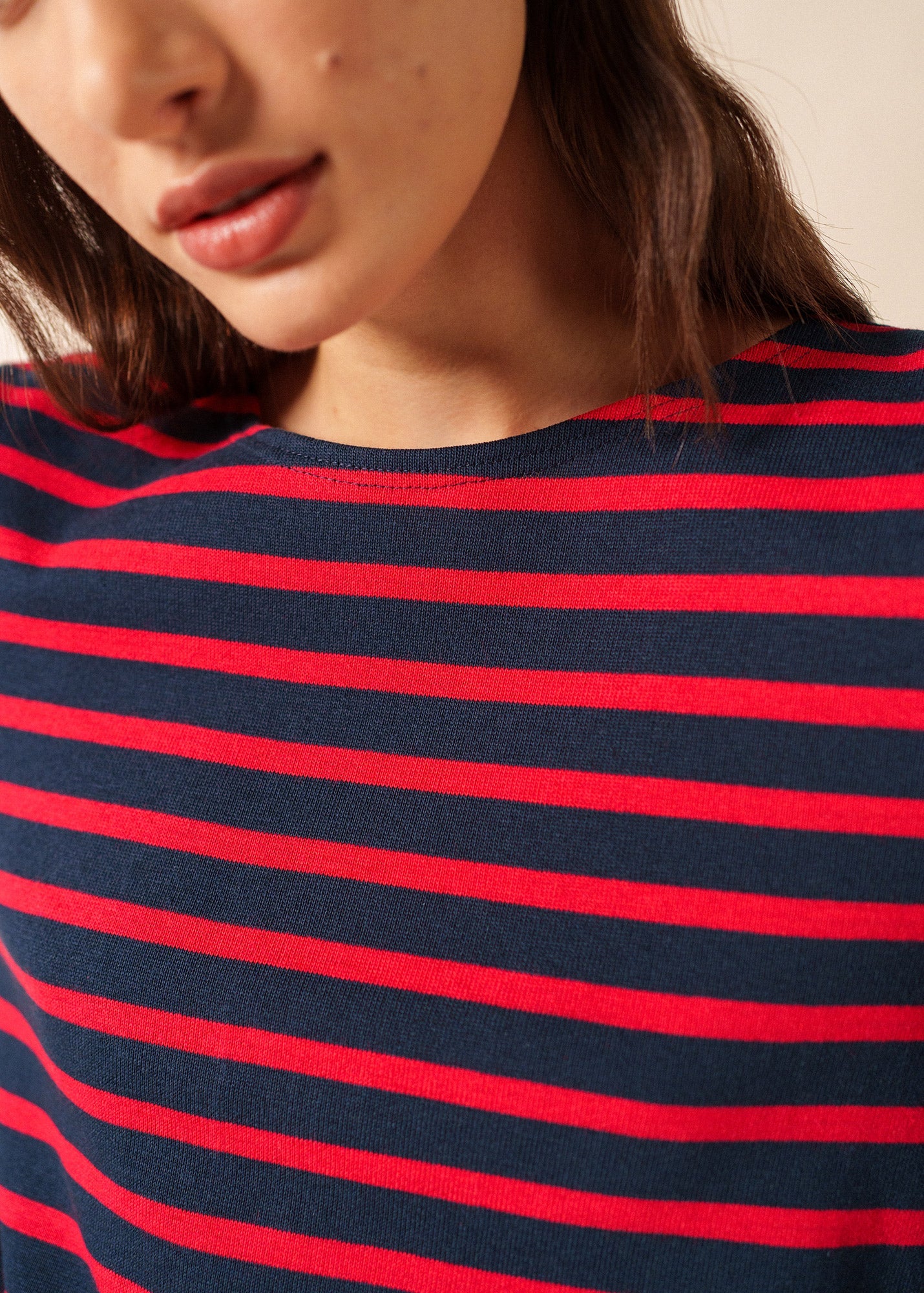 MERIDIEN MODERNE Breton Shirt (NAVY / RED)