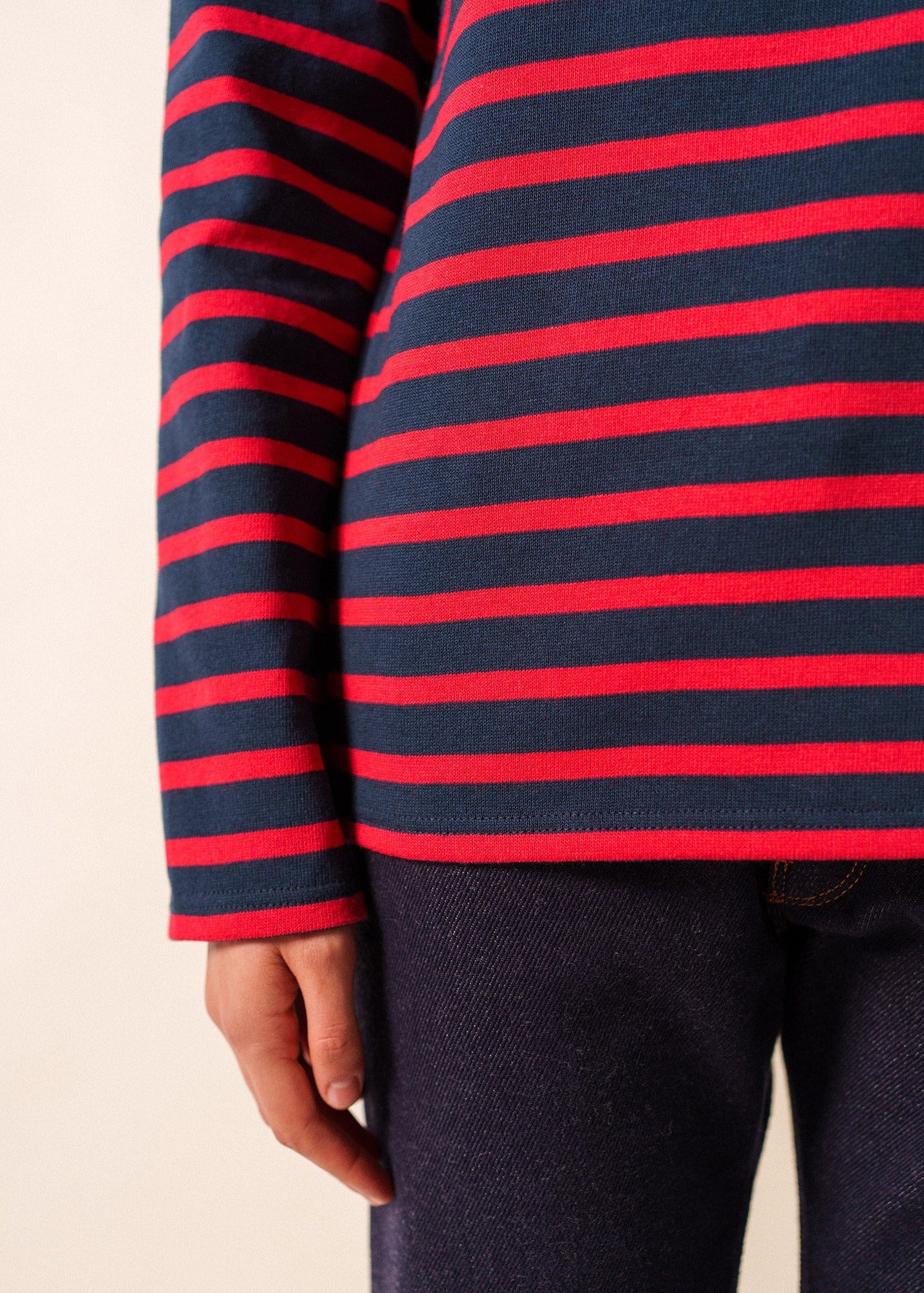MERIDIEN MODERNE Breton Shirt (NAVY / RED)