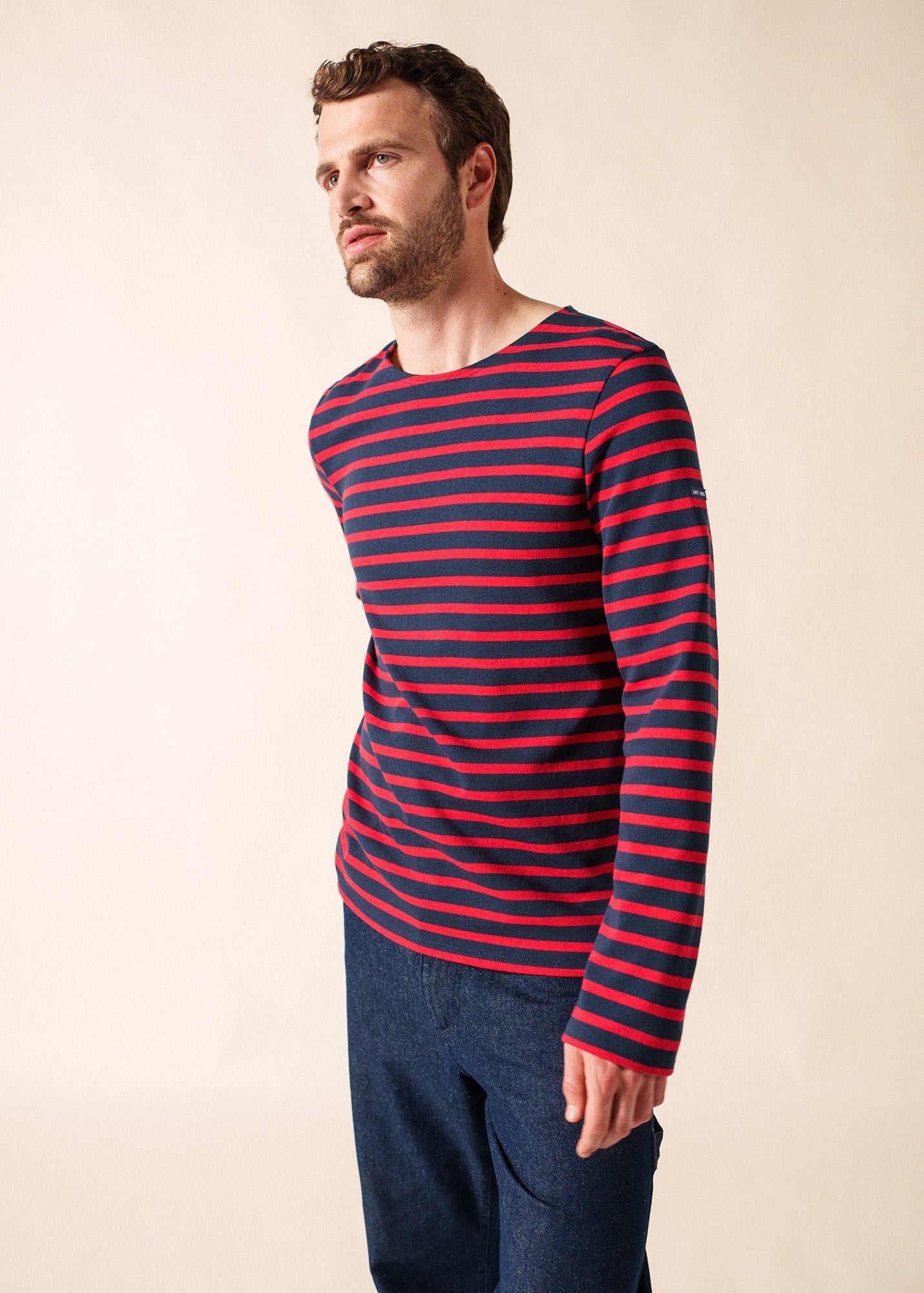 MERIDIEN MODERNE Breton Shirt (NAVY / RED)