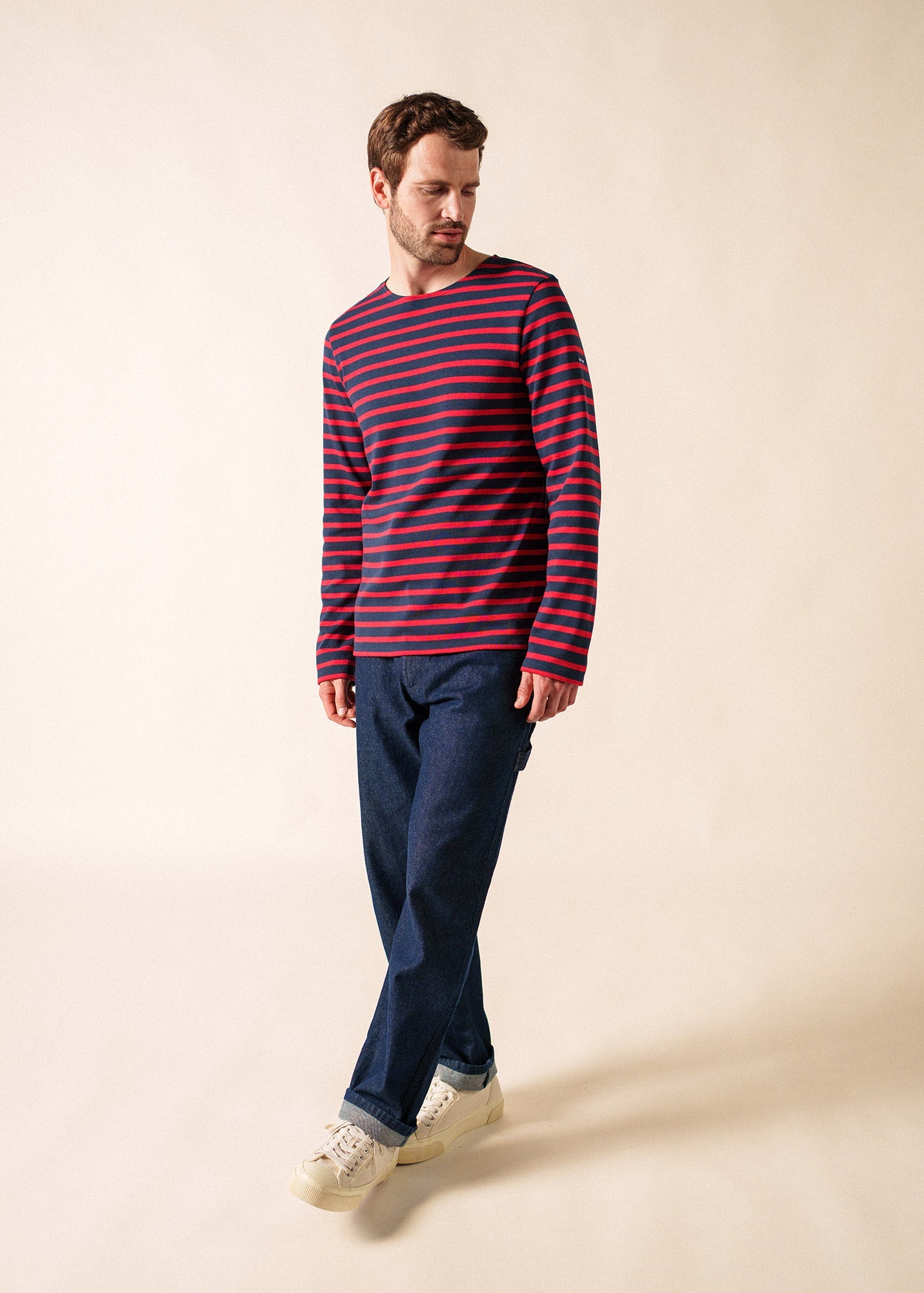 MERIDIEN MODERNE Breton Shirt (NAVY / RED)