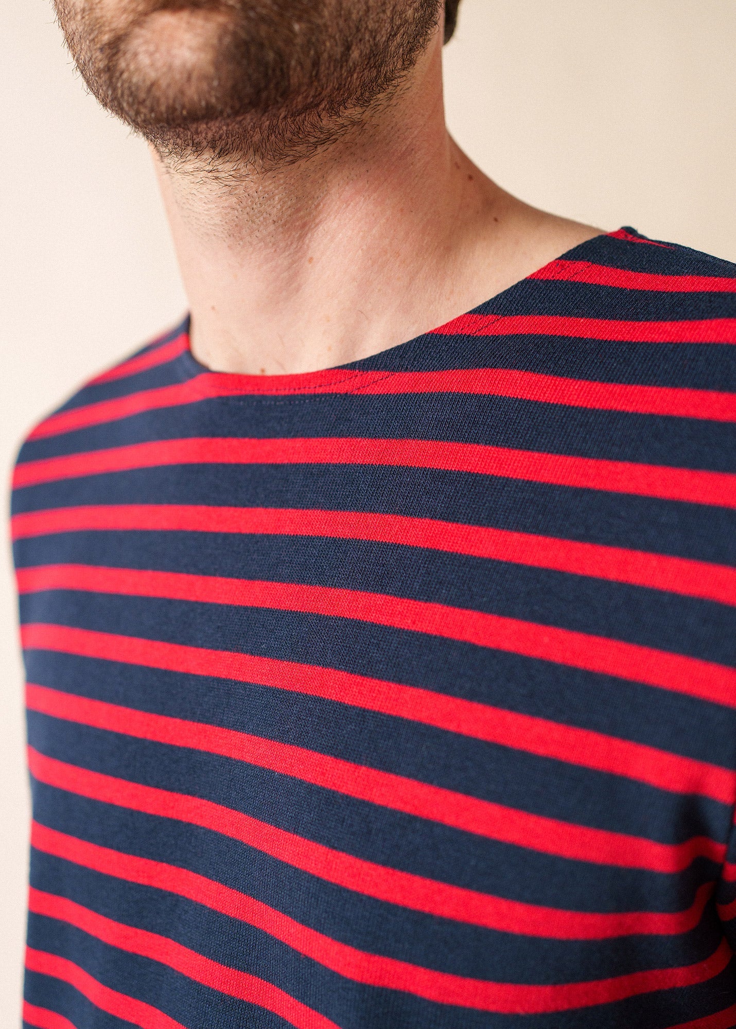 MERIDIEN MODERNE Breton Shirt (NAVY / RED)