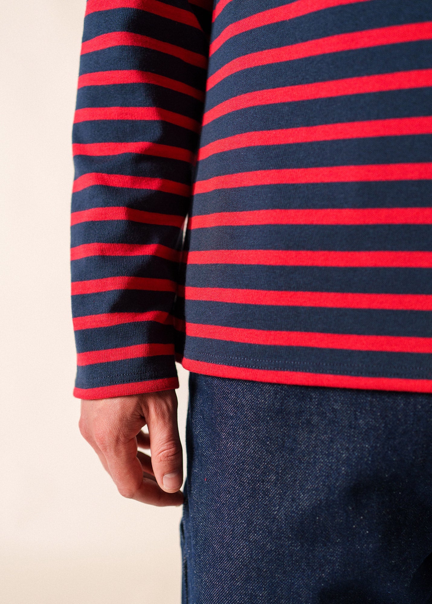 MERIDIEN MODERNE Breton Shirt (NAVY / RED)