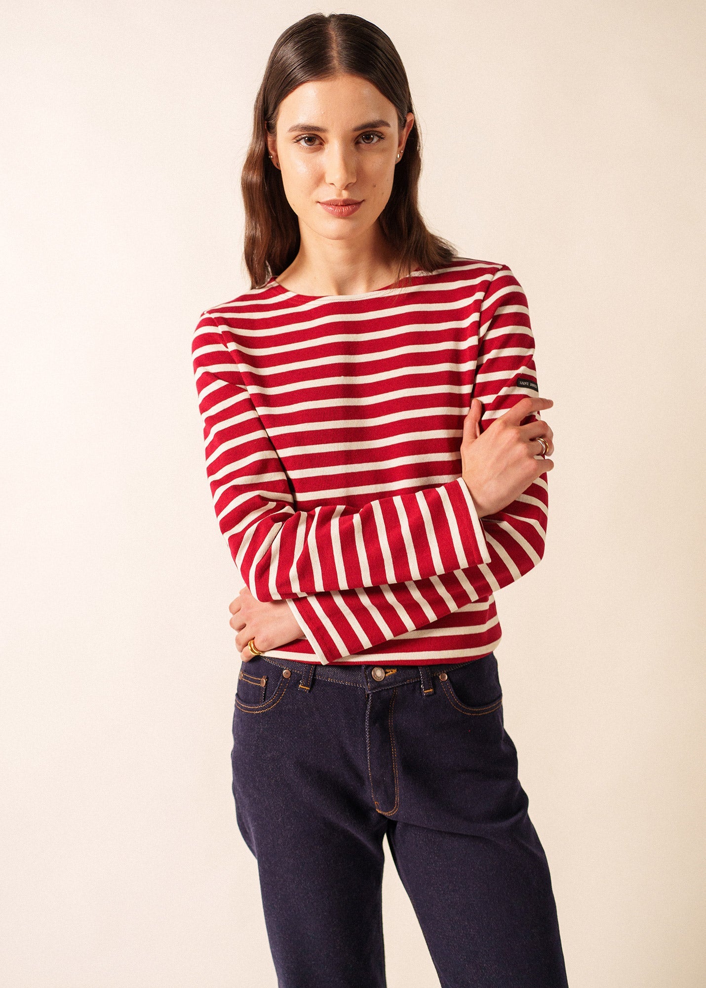 MERIDIEN MODERNE Breton Shirt (MAROON / ECRU)