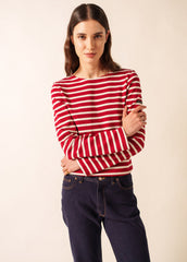 MERIDIEN MODERNE Breton Shirt (MAROON / ECRU)