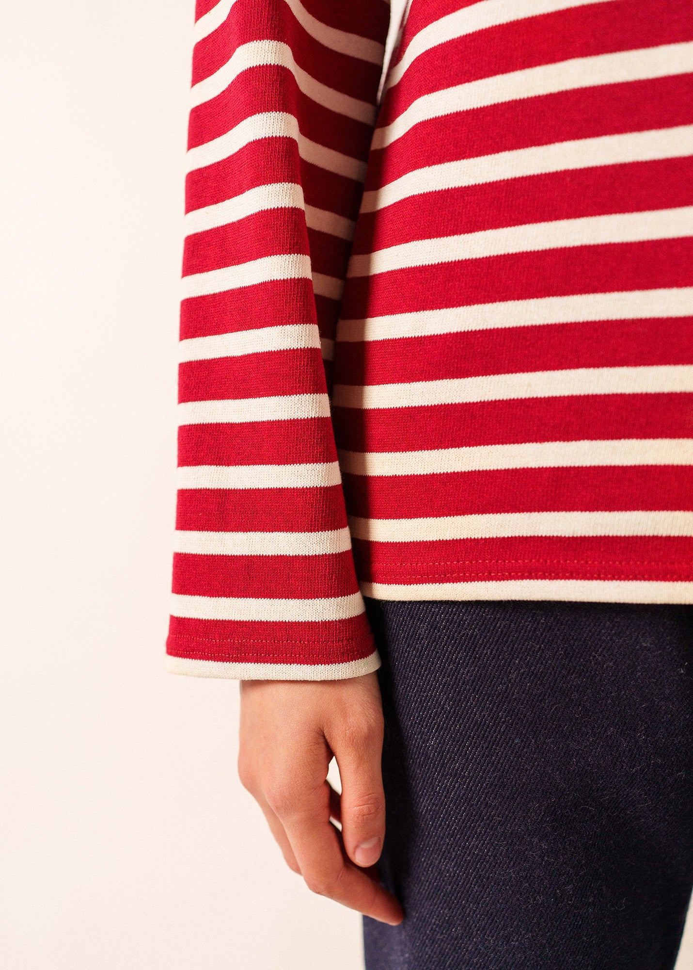 MERIDIEN MODERNE Breton Shirt (MAROON / ECRU)