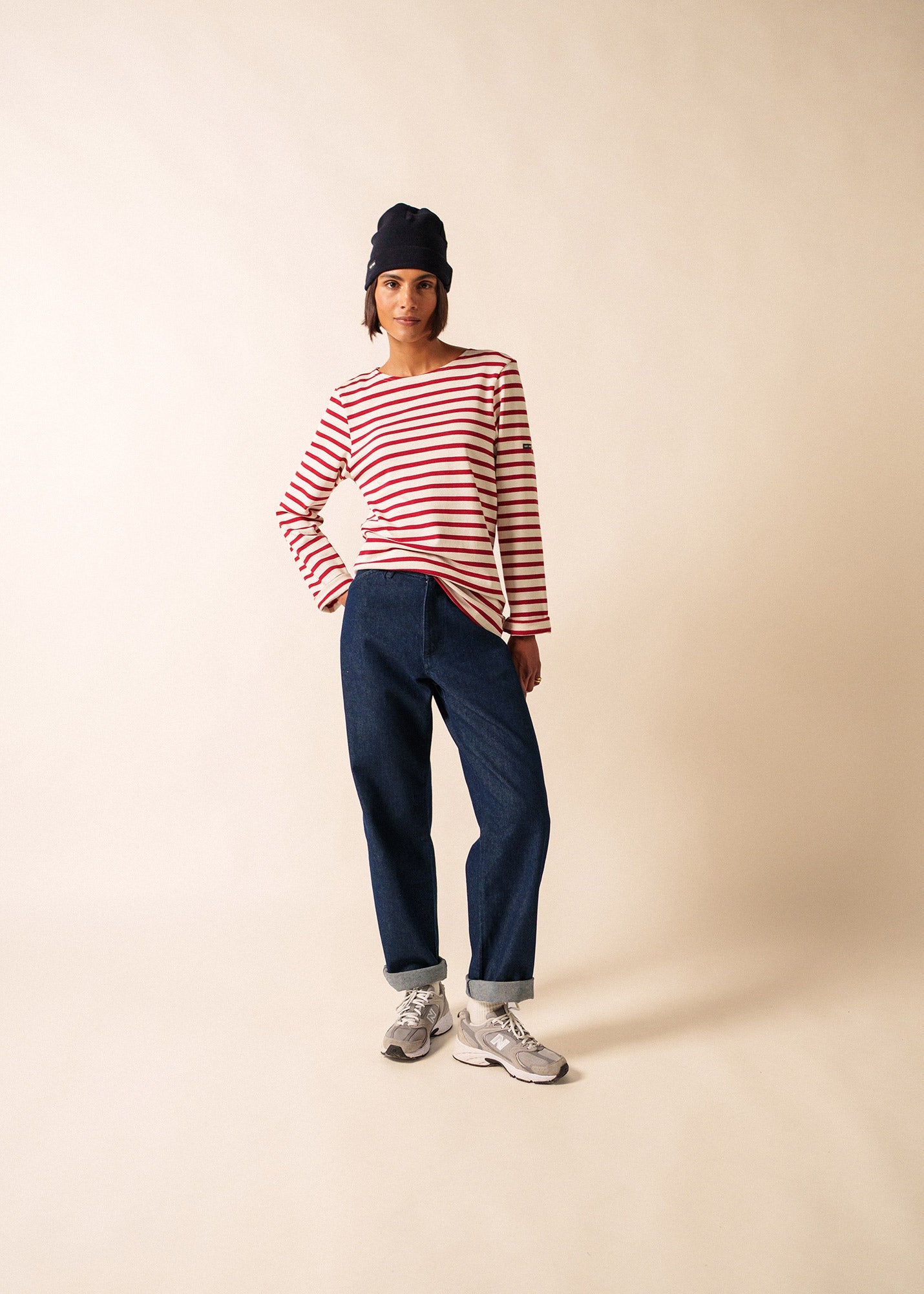 MERIDIEN MODERNE Breton Shirt (ECRU / MAROON)