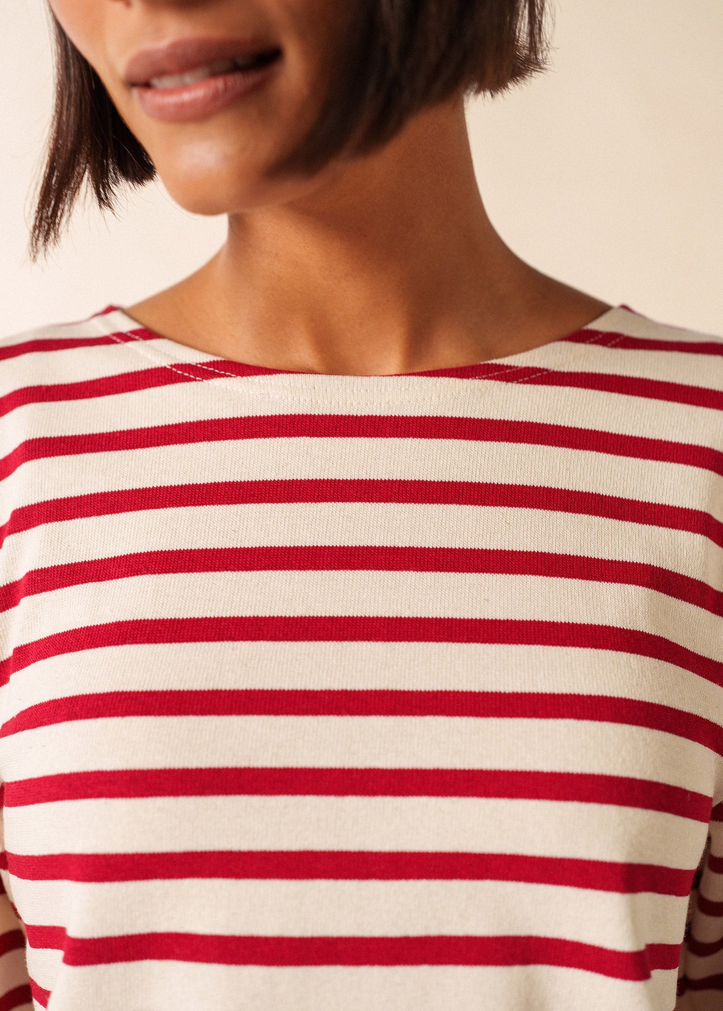 MERIDIEN MODERNE Breton Shirt (ECRU / MAROON)