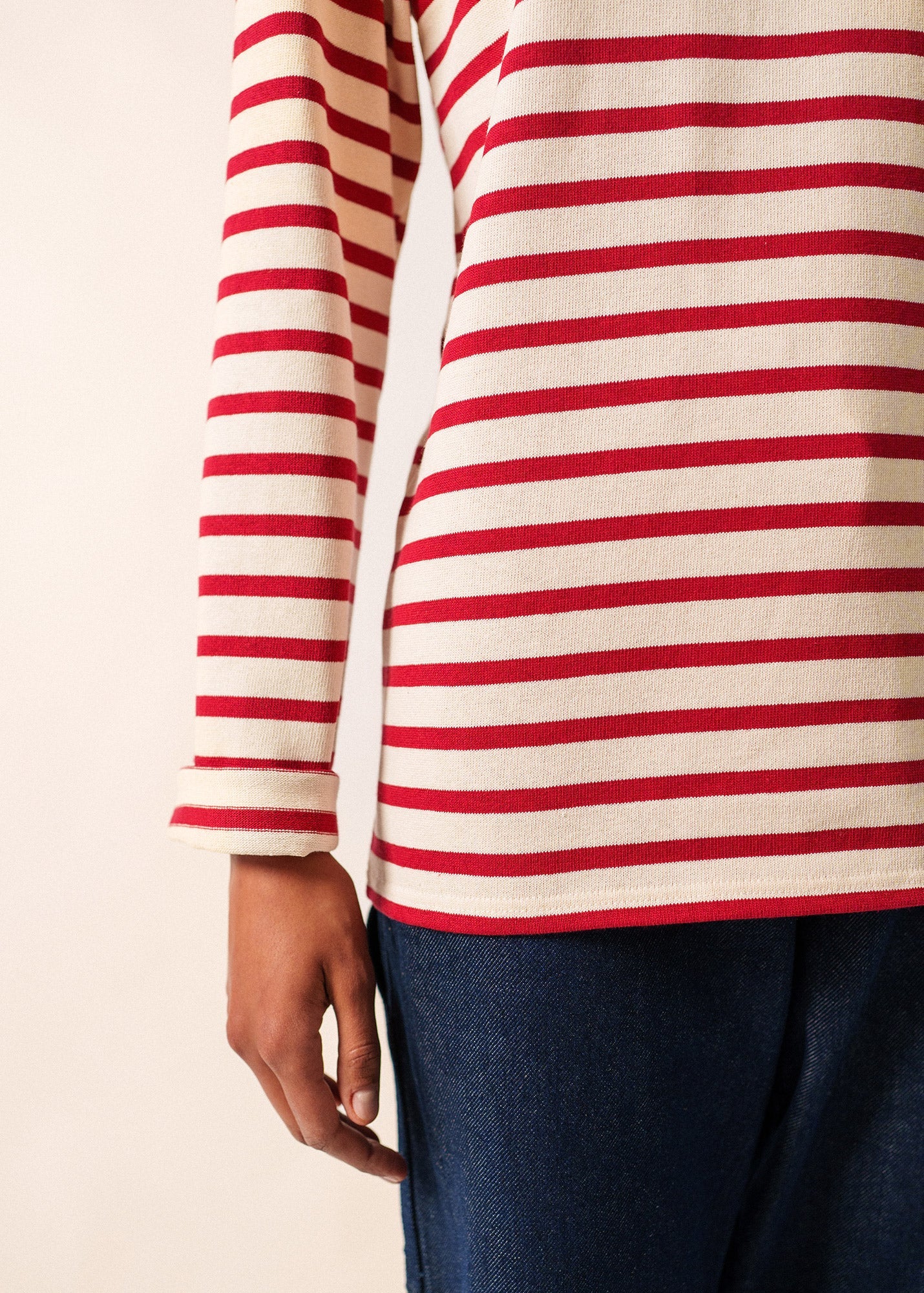 MERIDIEN MODERNE Breton Shirt (ECRU / MAROON)