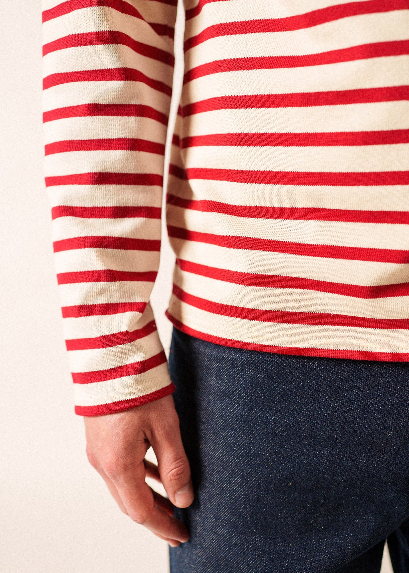 MERIDIEN MODERNE Breton Shirt (ECRU / MAROON)