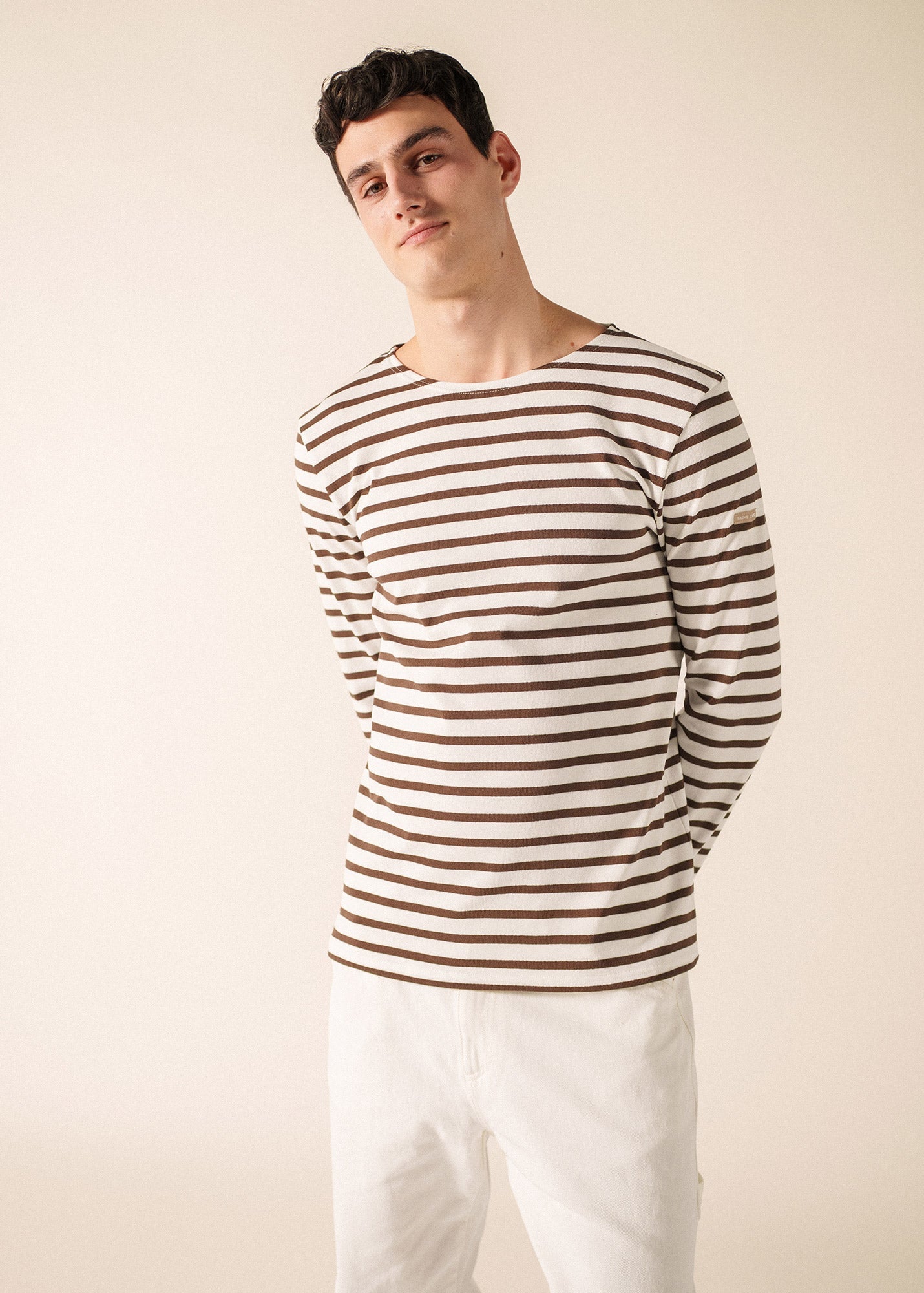 MERIDIEN MODERNE Breton Shirt (WHITE / CHOCOLATE)