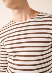 MERIDIEN MODERNE Breton Shirt (WHITE / CHOCOLATE)
