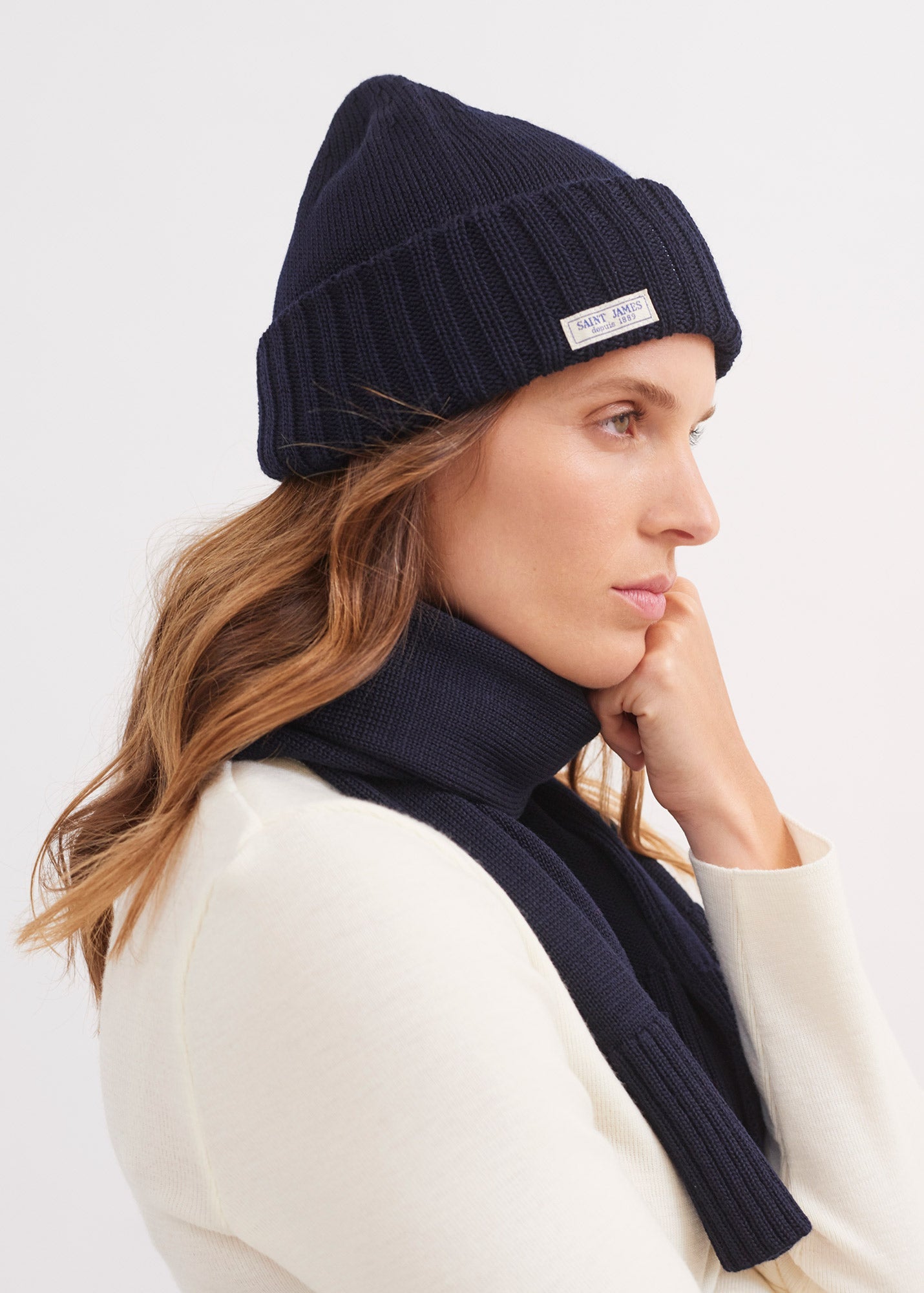 BARBARESQUE Wool Beanie (NAVY)