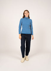 OURAL Striped Turtleneck ( DEEP TEAL / IVORY)