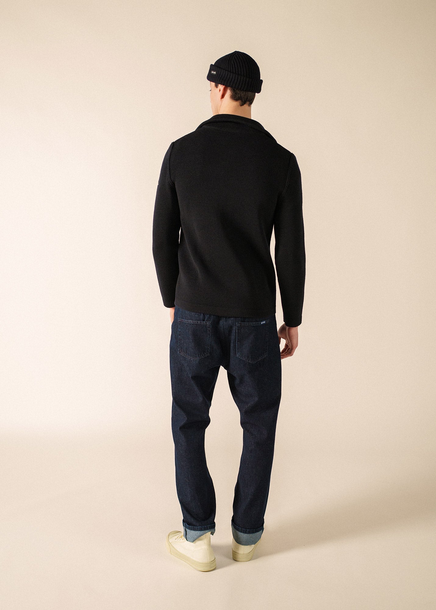 QUIBERON High Collar Knit Jacket (NAVY)