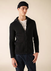 QUIBERON High Collar Knit Jacket (NAVY)