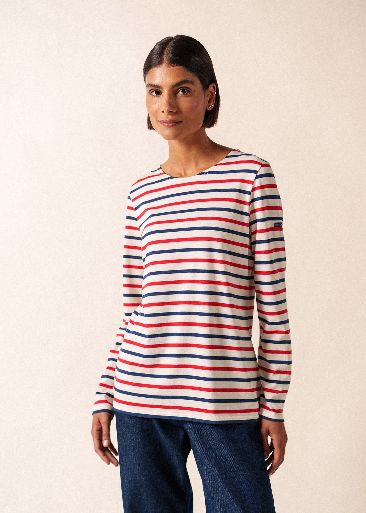 Minquidame Tri-Color Breton Shirt (ECRU / NAVY / RED)