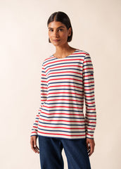 Minquidame Tri-Color Breton Shirt (ECRU / NAVY / RED)
