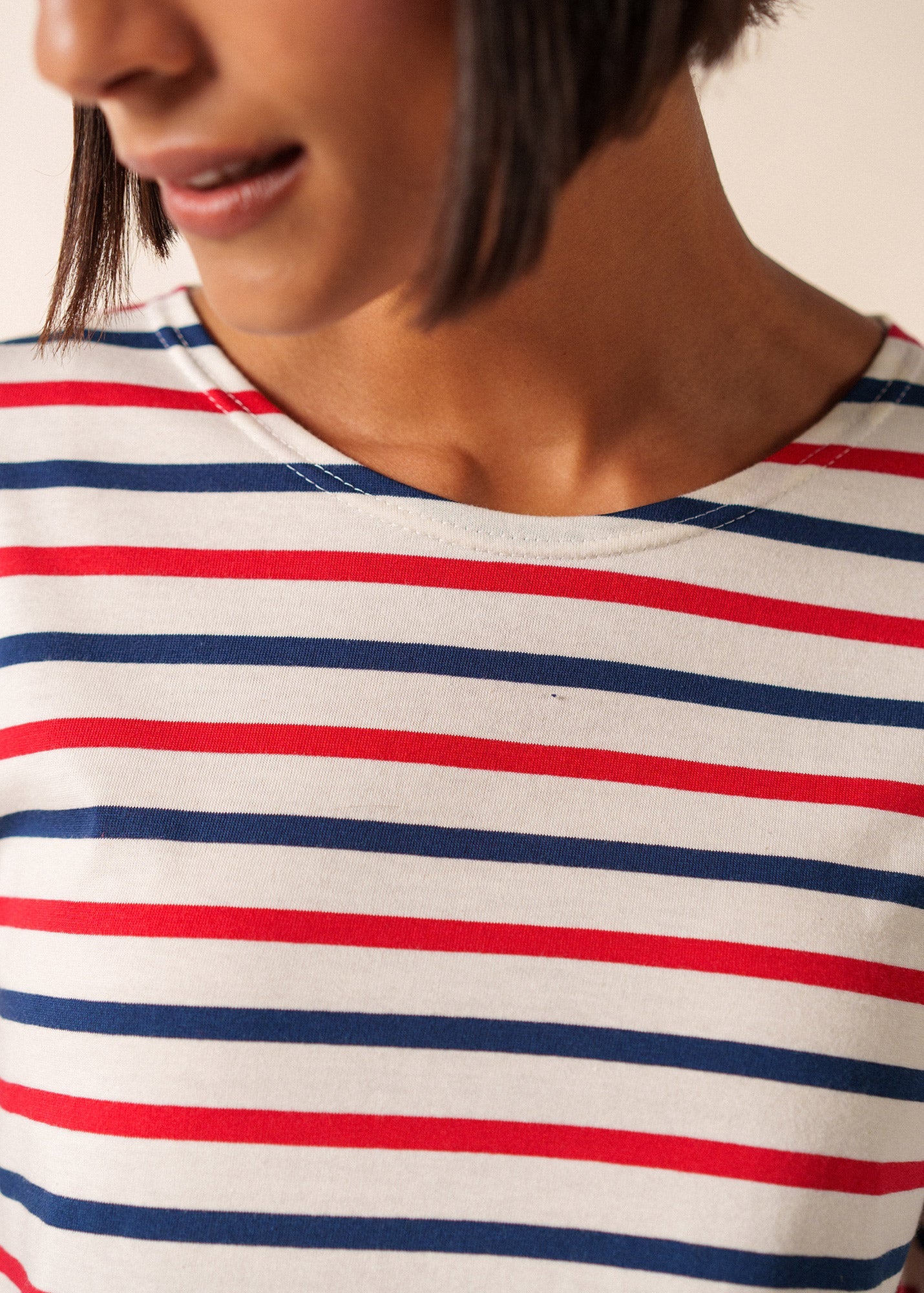 Minquidame Tri-Color Breton Shirt (ECRU / NAVY / RED)