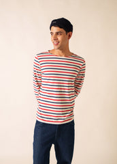 MINQUIERS MODERN TRI Tri-Color Breton Shirt (ECRU / NAVY / RED)