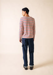 MINQUIERS MODERN TRI Tri-Color Breton Shirt (ECRU / NAVY / RED)