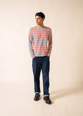MINQUIERS MODERN TRI Tri-Color Breton Shirt (ECRU / NAVY / RED)