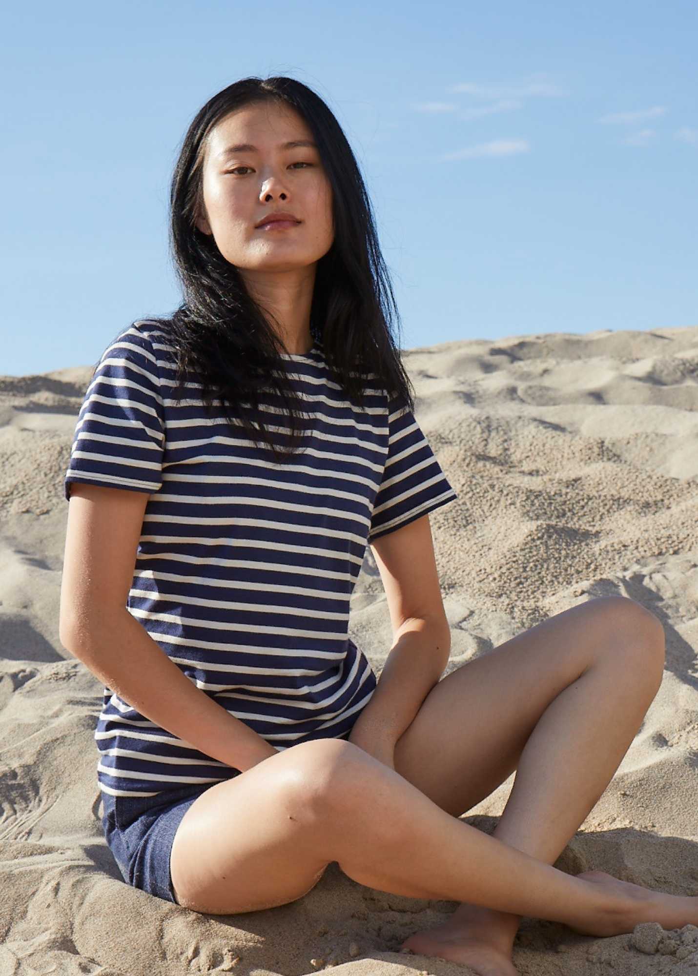ETRILLE II Nautical Striped Tee (NAVY / ECRU)