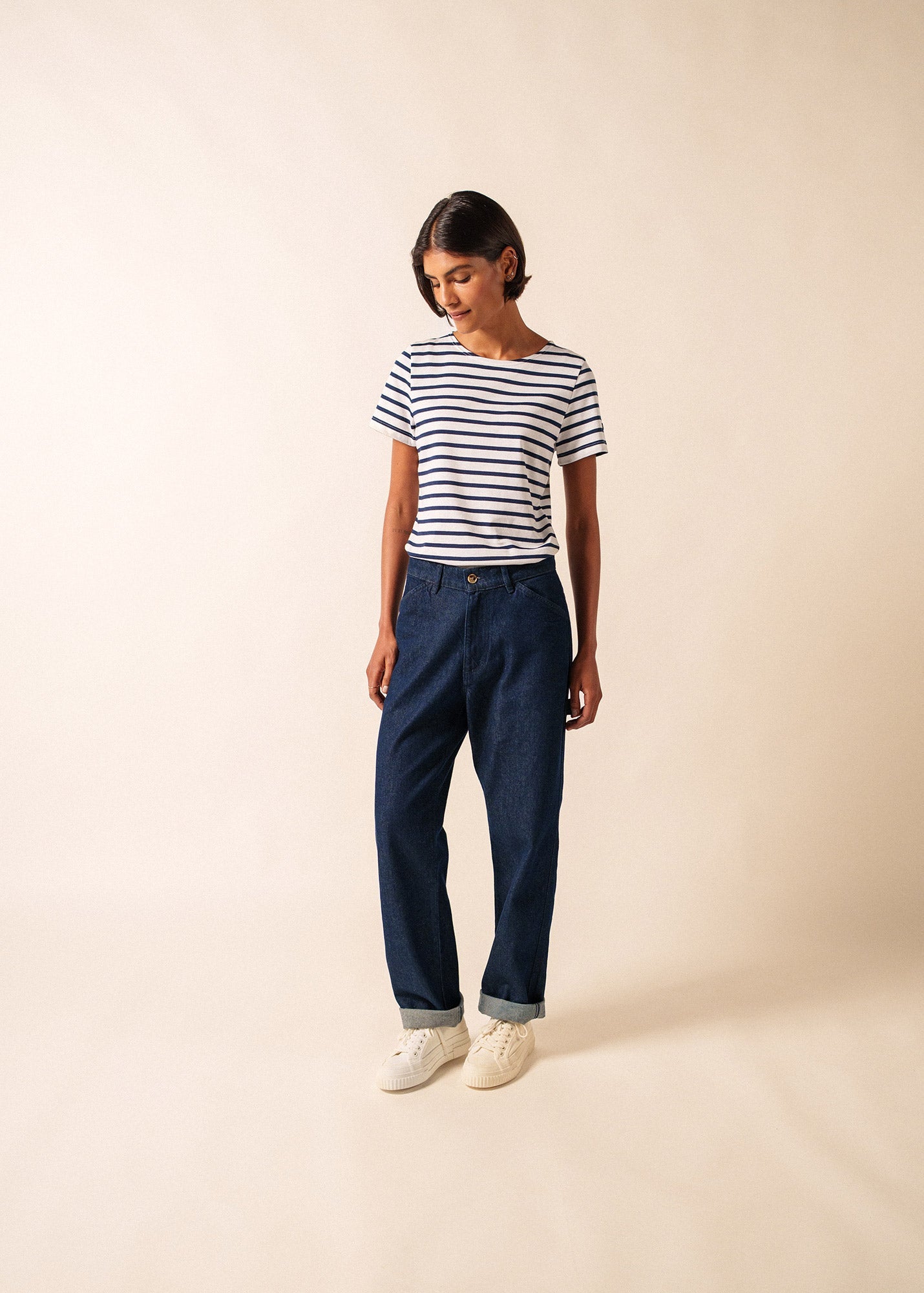 ETRILLE II Nautical Striped Tee (WHITE / NAVY)