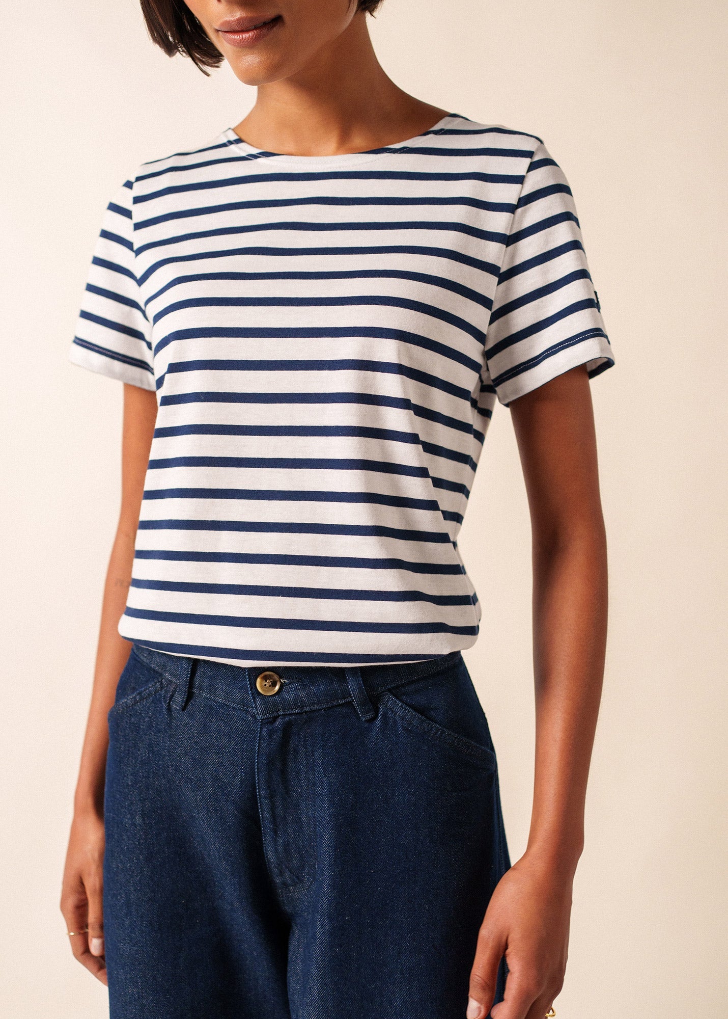 ETRILLE II Nautical Striped Tee (WHITE / NAVY)